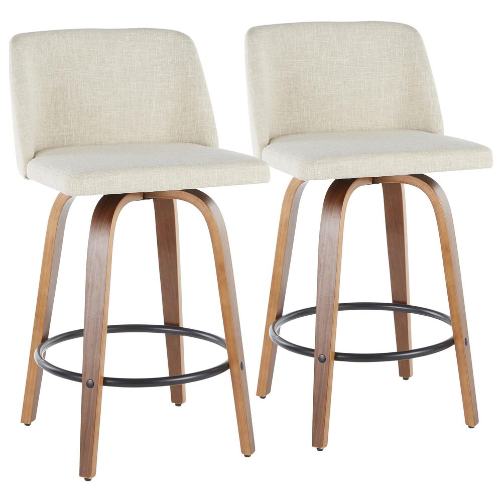 Lumisource Tintori Counter Stool in Cream, Walnut and Black (Set of 2), , large