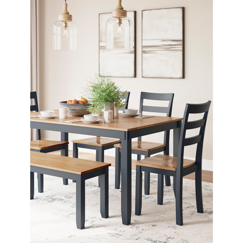 Ashley Gesthaven 6-Piece Rectangular Dining Set in Light Natural and Dark Slate Blue, , large