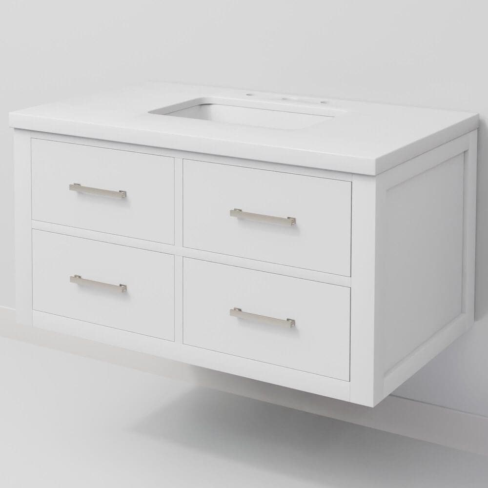 Lexora Home Castor 36" Single Bathroom Vanity in White with 2 cm White Quartz Top and Rectangular Sink, , large