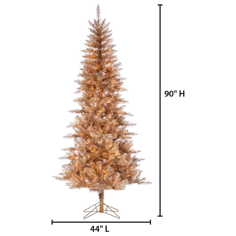 The Gerson Company 7.5&#39; Pre-Lit Tuscany Tinsel Christmas Tree in Gold, , large