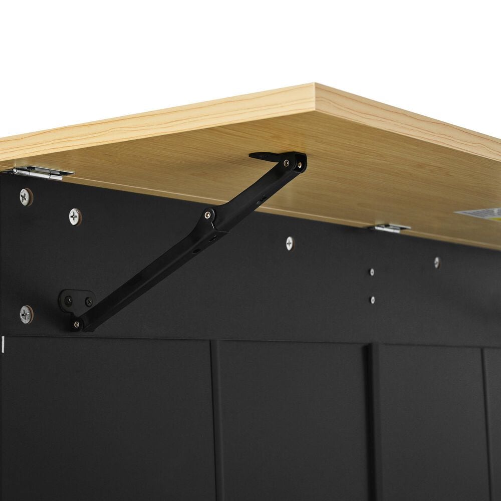 HOMLUX Farmhouse Kitchen Island with Drop Leaf and 2 Stools in Black, Natural and Rustic Brown, , large