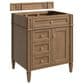James Martin Brittany 30" Single Bathroom Vanity in Pecan with 3 cm White Zeus Silestone Top and Rectangular Sink, , large