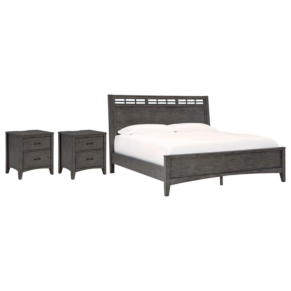 Ashley Montillan Queen Panel Bed and Two Nightstands in Grayish Brown, , large