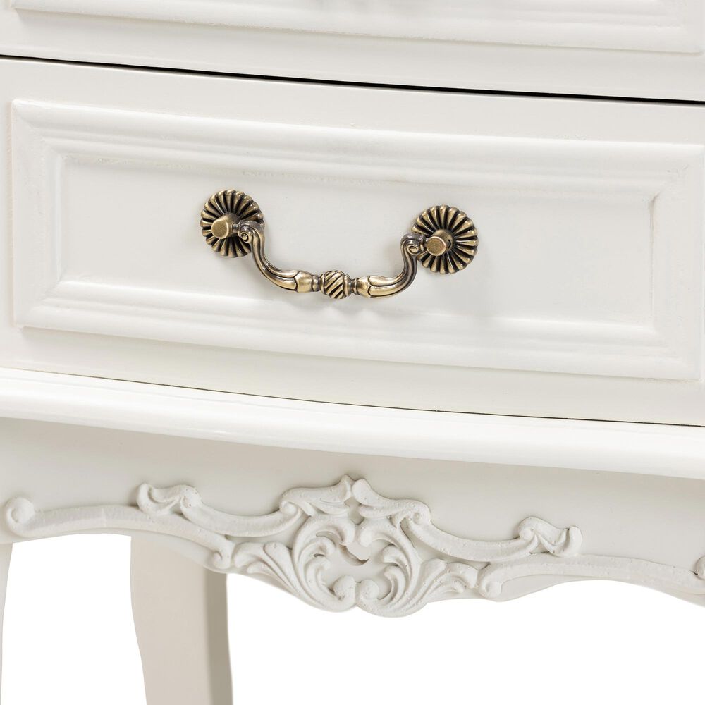 Baxton Studio Amalie 2-Drawer End Table in White and Oak, , large