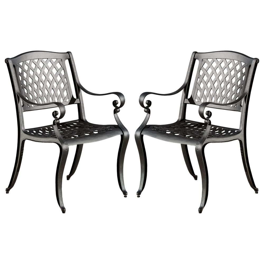 Hearth and Haven Cayman Outdoor Dining Chair in Black (Set of 2), , large