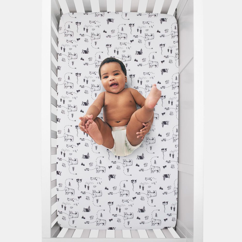 Nojo Baby and Kids Woodland Friends 3-Piece Nursery Crib Bedding Set in Grey, , large