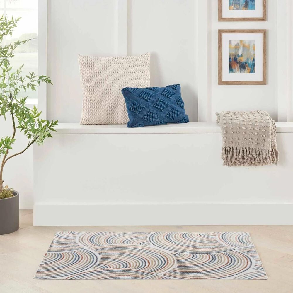 Nourison Astra Machine Washable 3&#39;3&quot; x 5&#39; Ivory and Multicolor Area Rug, , large