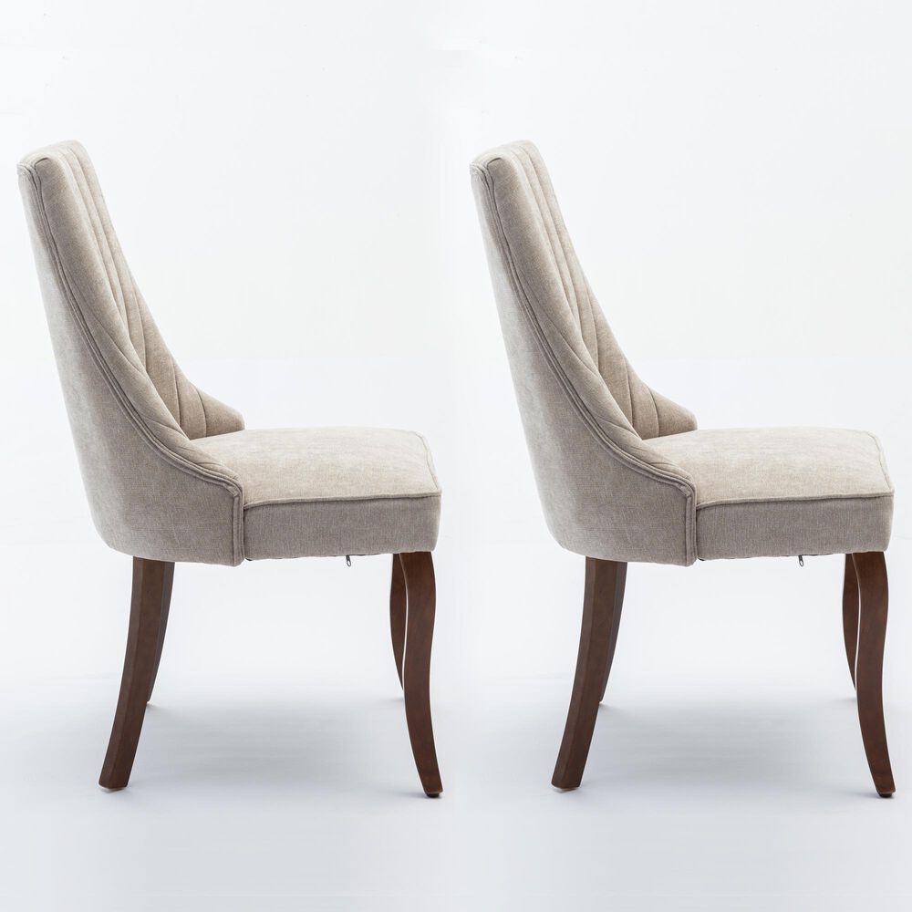 Hearth and Haven Rayon Side Chair with Beige Cushion in Light Brown (Set of 2), , large