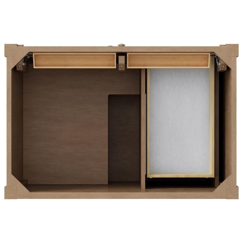 James Martin Brittany 36" Single Bathroom Vanity in Pecan with Single Hole 3 cm White Zeus Silestone Top and Rectangular Sink, , large