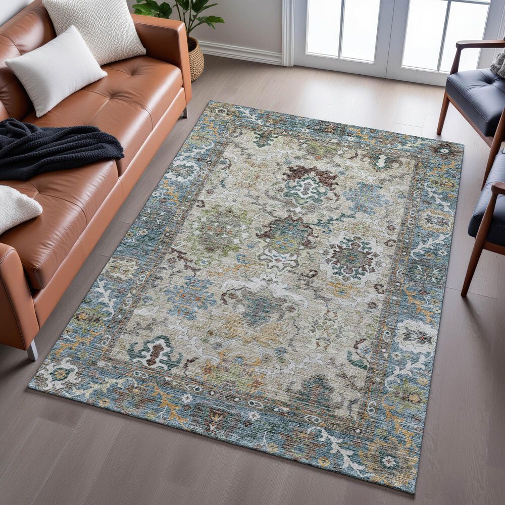 Dalyn Rug Company Silk Road Aqua, Ivory, Teal, Aloe, Brown, Taupe and Beige 8&#39; x 10&#39; Area Rug, , large