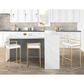 Lumisource Fuji Stackable Barstool with White Faux Leather in Gold (Set of 2), , large