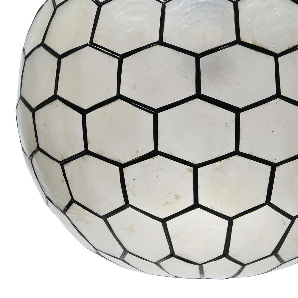 Creative Coop Simone 12" Pendant with Pearly White Shade in Black, , large