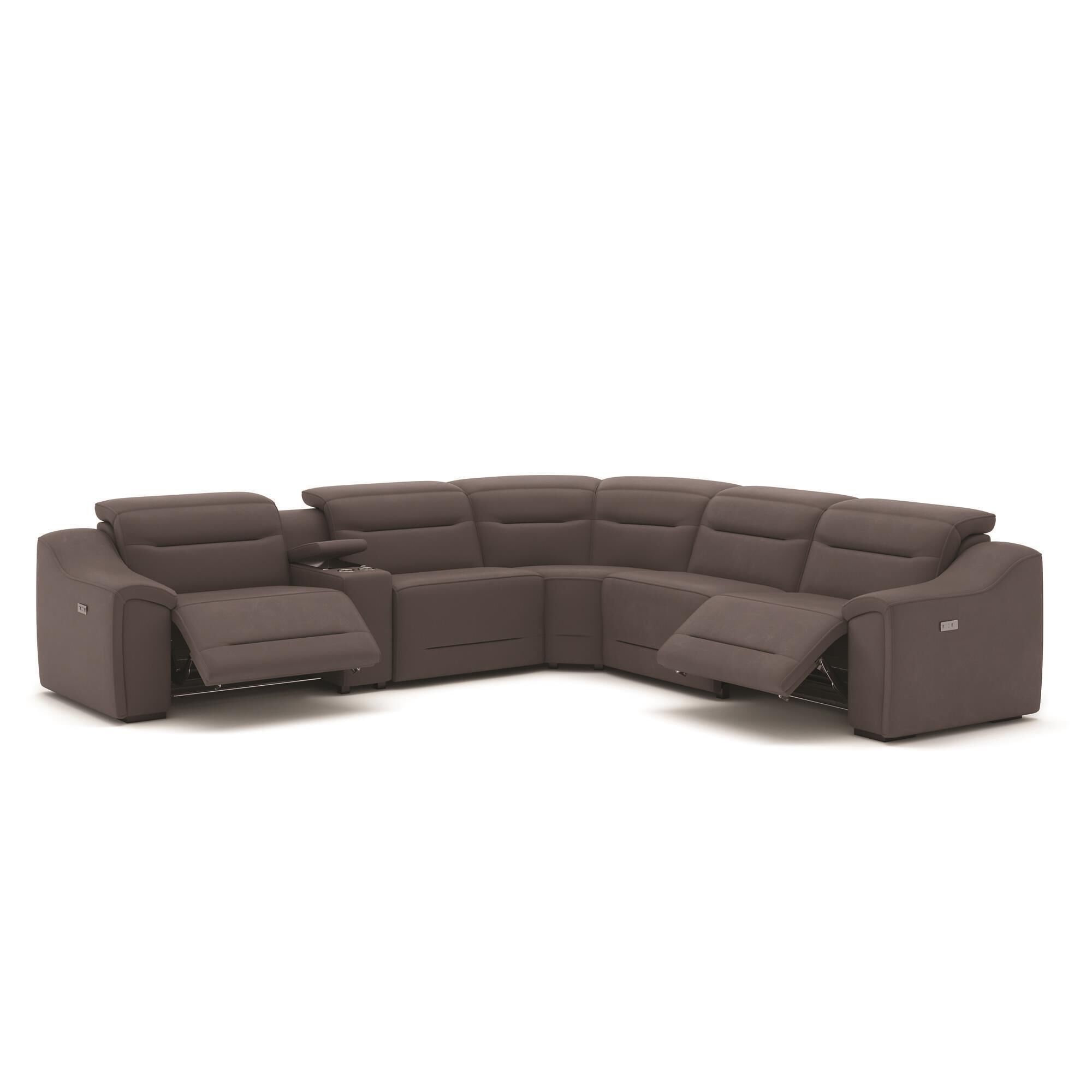 Kuka paisley leather power reclining sectional sofa with power headrests outlet