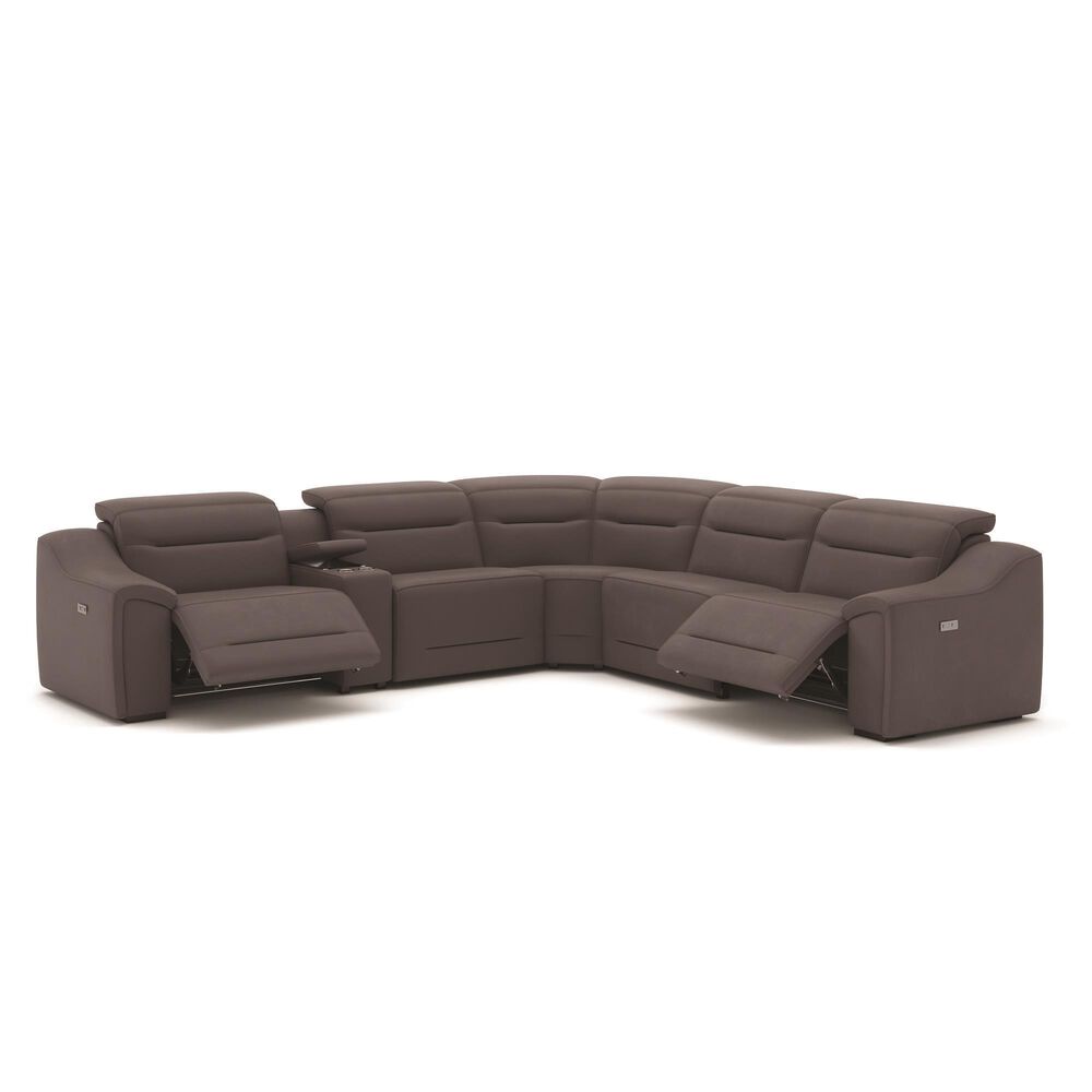 Interlochen 6-Piece Power Reclining Curved Sectional with Power Headrests in Dark Gray, , large
