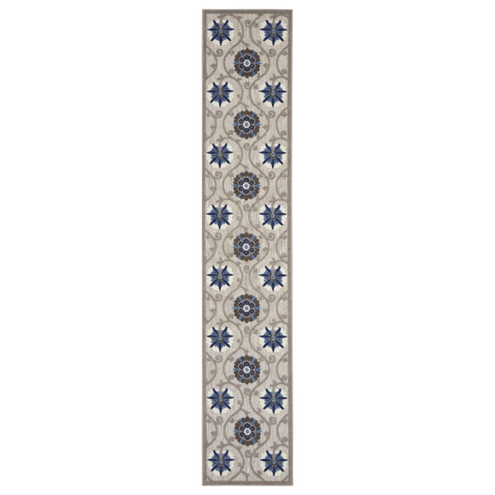 Nourison Aloha 2"3" x 12" Grey and Blue Indoor/Outdoor Runner, , large
