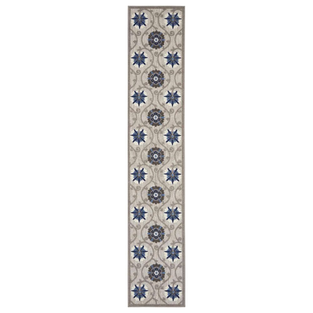 Nourison Aloha 2"3" x 12" Grey and Blue Indoor/Outdoor Runner, , large