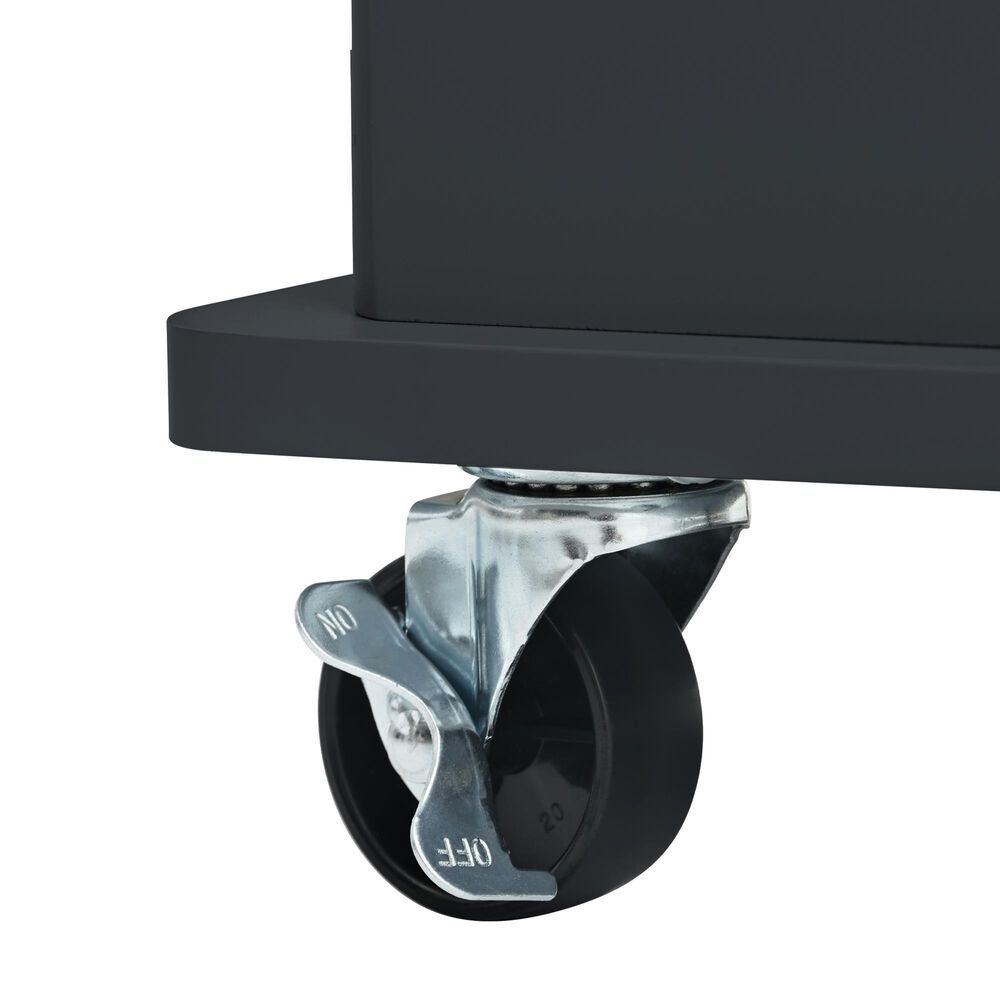 HOMLUX Kitchen Island with Power Outlet and Drop Leaf in Black, , large