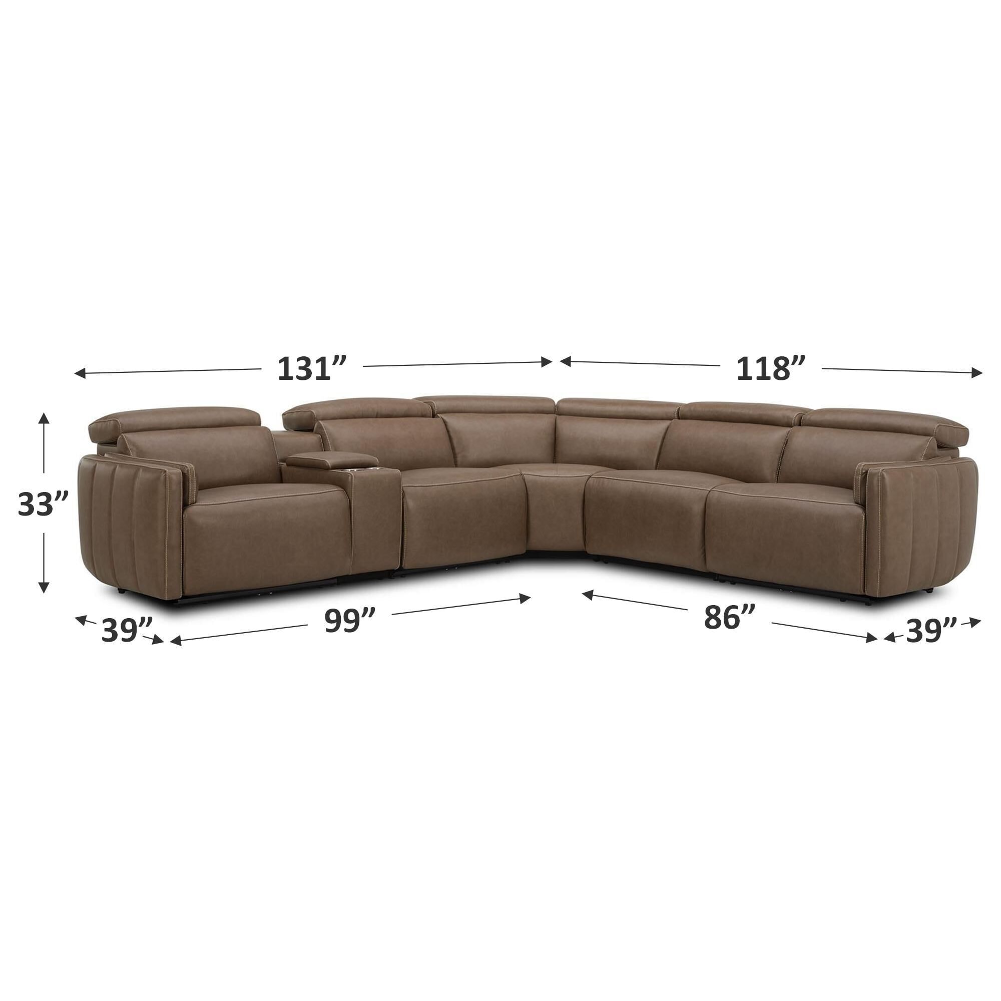 Interlochen 6-Piece Power Reclining Leather Sectional with Power