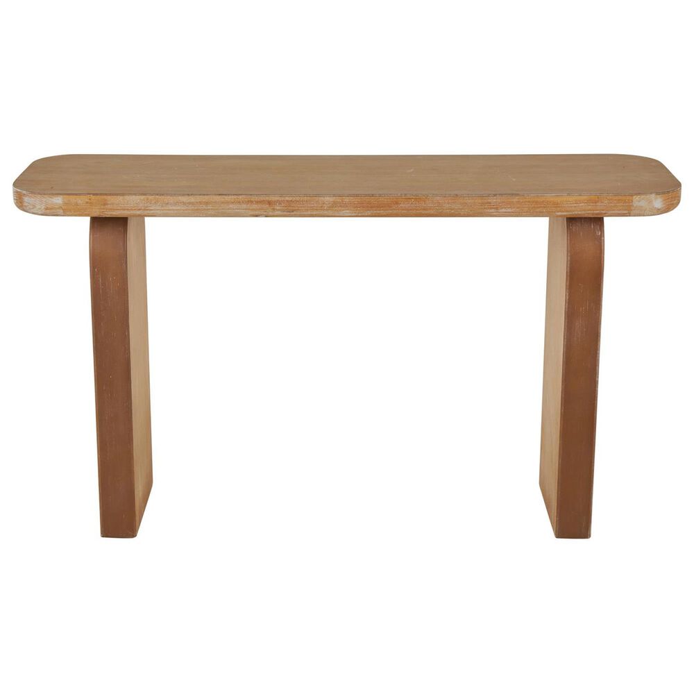 Maple and Jade Rectangle Console Table with Arched Legs in Washed Brown, , large