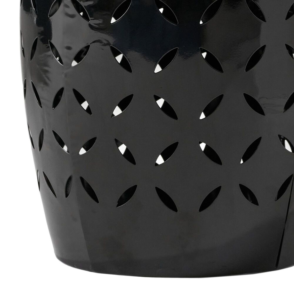 Hearth and Haven Lilac Outdoor Barrel End Table with Cylindrical Design in Black, , large