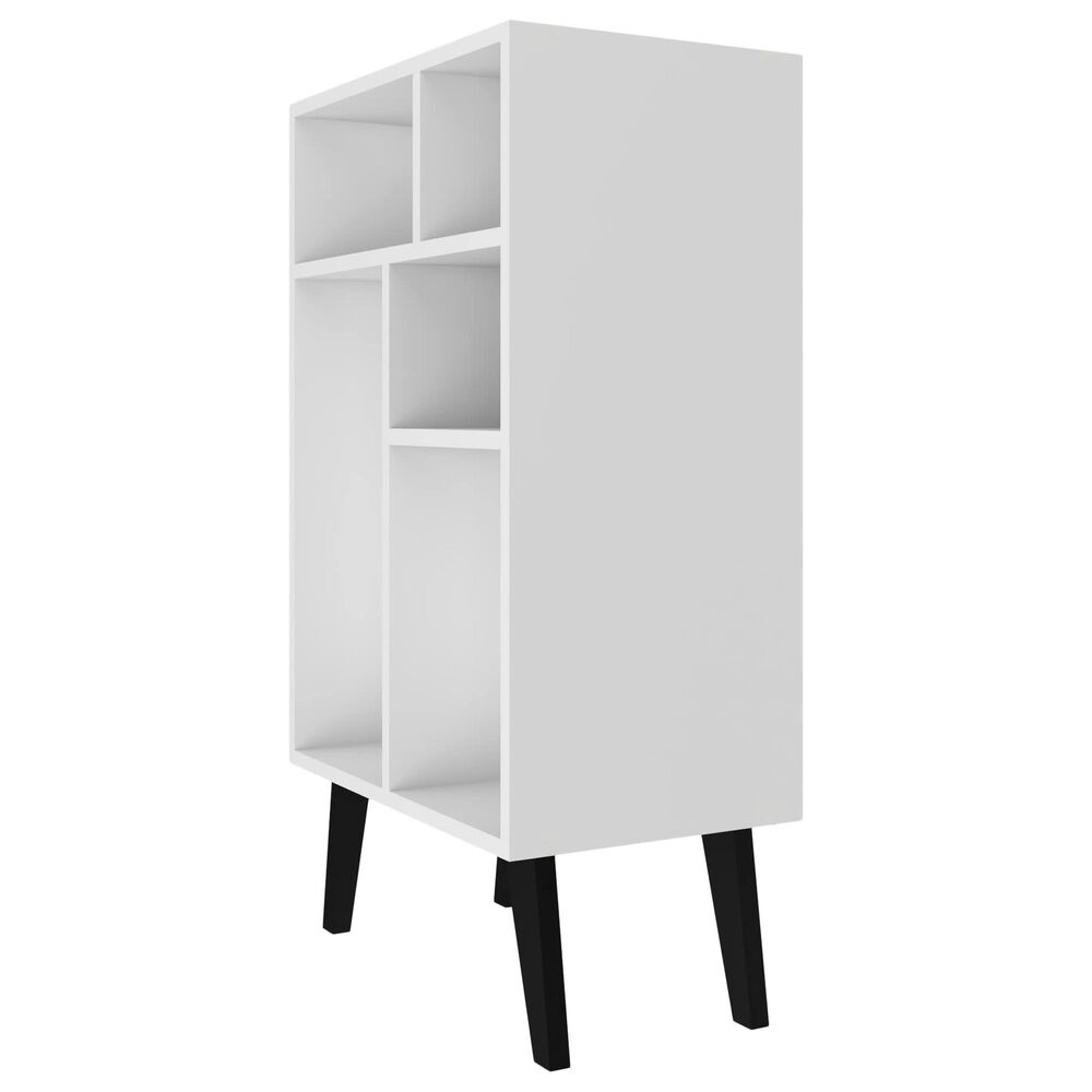 Dayton Warren 5-Shelf Bookcase in White/Black Feet, , large