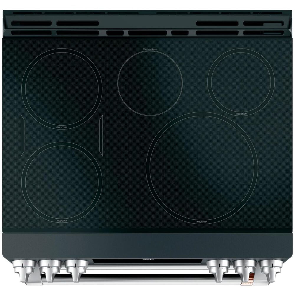 Cafe 30&quot; Slide-In Front Control Induction and Convection Double Oven Range in Matte Black With Brushed Stainless Handles and Control Knobs, , large
