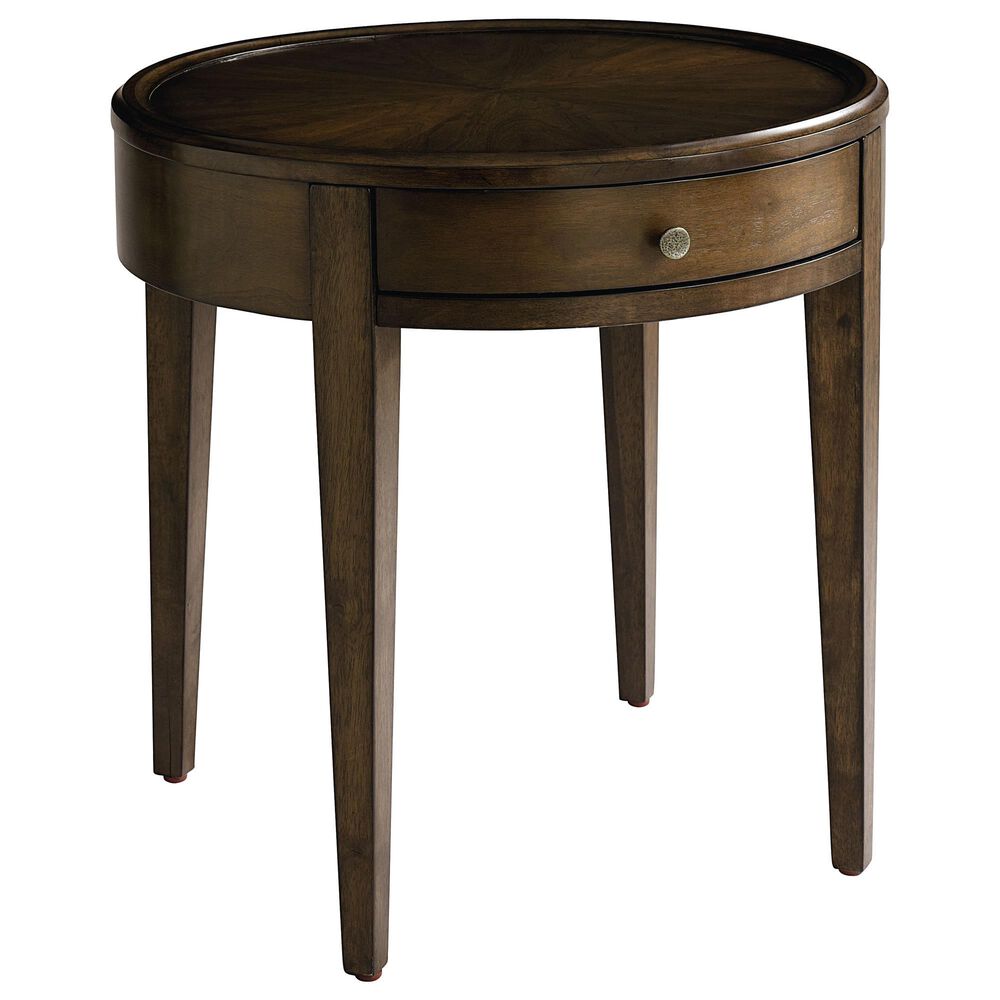 Bassett Palisades Round Lamp Table in American Walnut, , large
