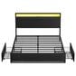 HOMLUX Full Upholstered Platform Storage Bed Frame in Black, , large