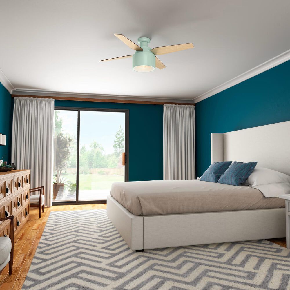 Hunter Cranbrook Low Profile 52&quot; Ceiling Fan with Light in Mint, , large