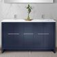 Lexora Home Lafarre 60" Double Bathroom Vanity in Navy Blue with 2 cm White Cultured Marble Top and Rectangular Sinks, , large