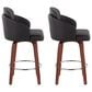LumiSource Dahlia Swivel Counter Stool with Black Faux Leather Upholstery in Walnut and Chrome (Set of 2), , large