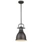 Golden Lighting Duncan Small Pendant with Rod in Rubbed Bronze with a Rubbed Bronze Shade, , large