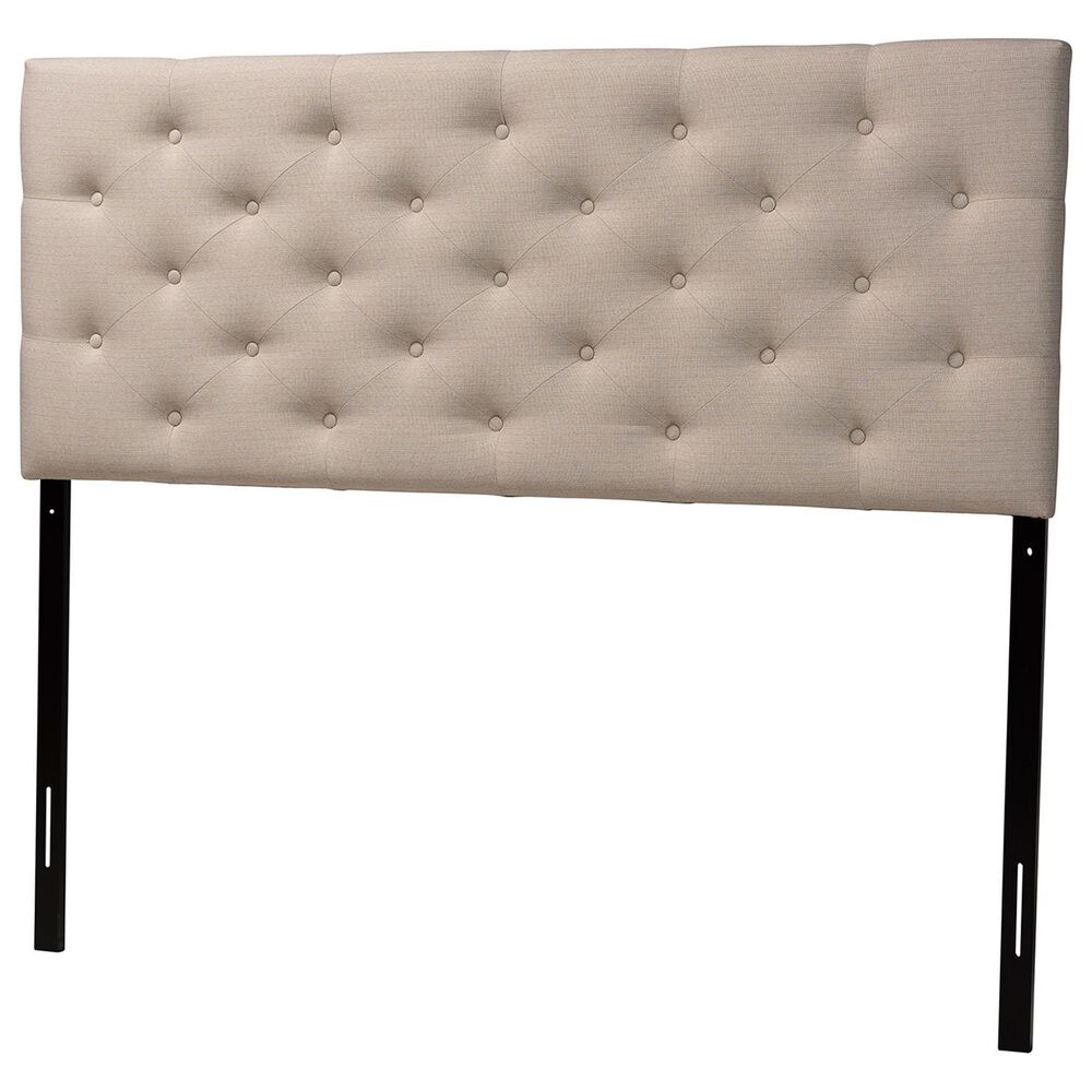 Baxton Studio Viviana Queen Upholstered Headboard in Light Beige, , large