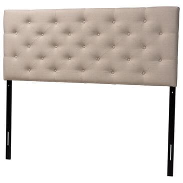 Baxton Studio Viviana Queen Upholstered Headboard in Light Beige, , large
