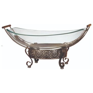 Maple and Jade Serving Bowl in Rust Brown and Clear, , large