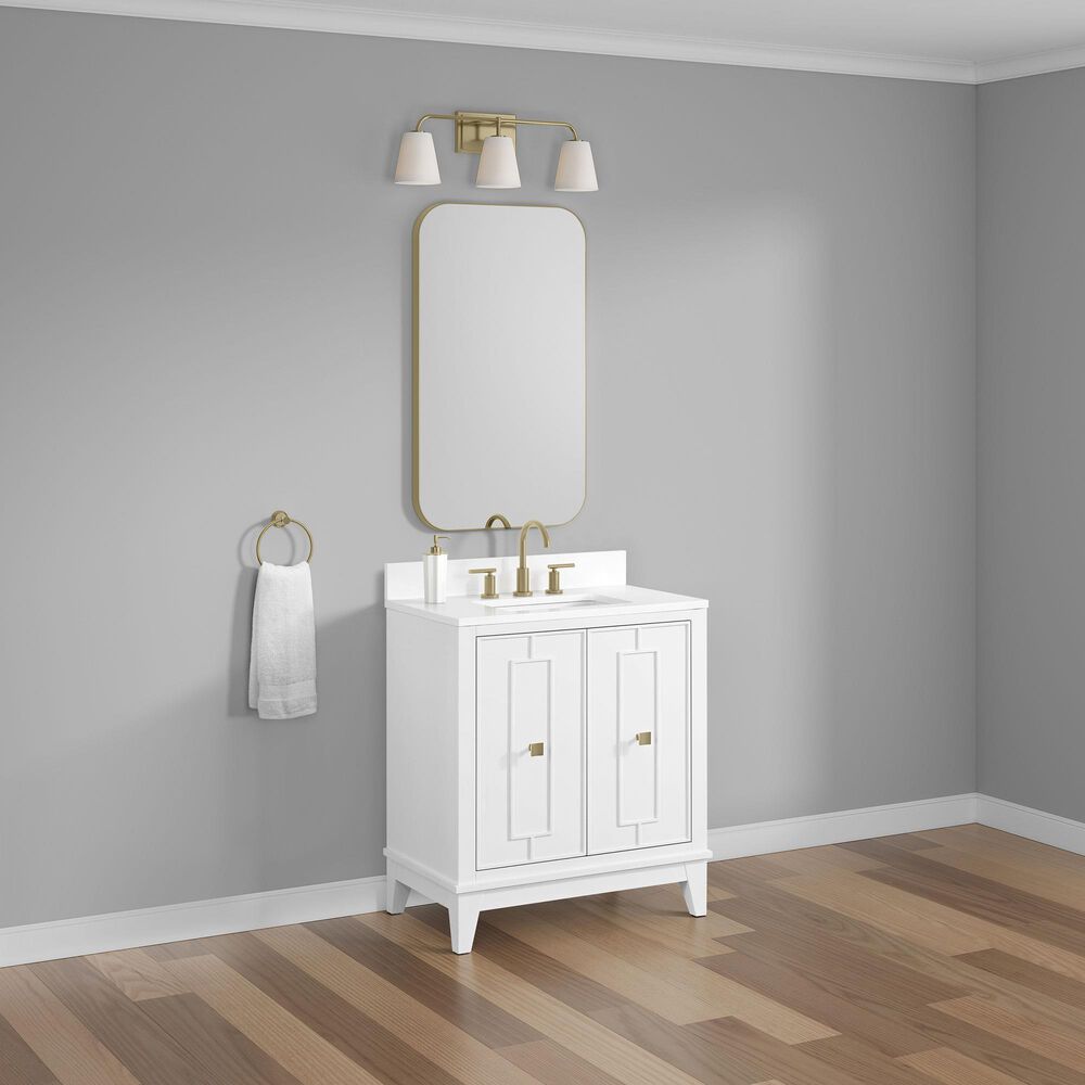 37B Kinsale 30" Single Bathroom Vanity Cabinet in Bright White with White Composite Stone Top and Backsplash, , large
