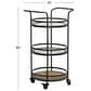 Maple and Jade 3-Shelf Bar Cart with Handle in Matte Black, Natural Brown and Clear, , large
