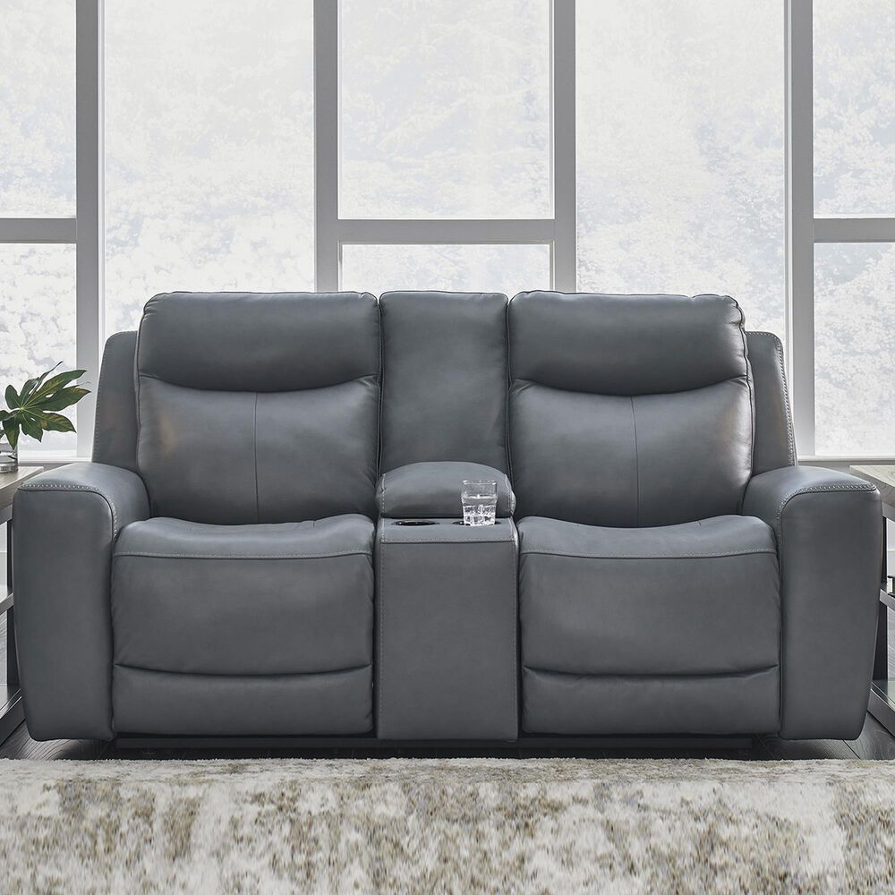 Ashley Mindanao Power Reclining Loveseat in Steel, , large
