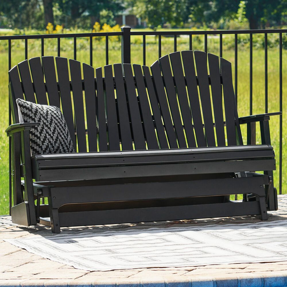 Ashley Hyland Wave Patio Glider Loveseat in Black, , large