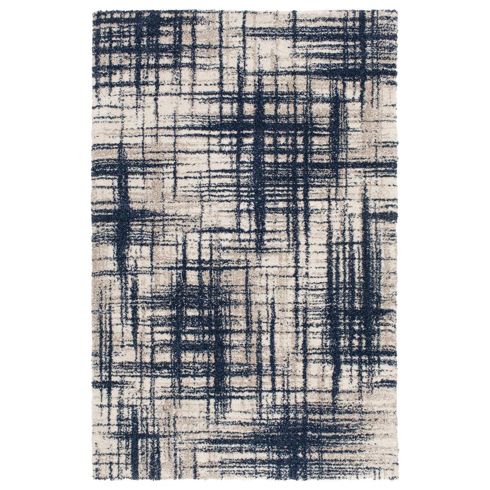 Central Oriental Oklahoma Badger 5" x 7"3" Cream and Navy Area Rug, , large