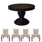 Santa Fe Rustic Michel Angelo Upholstered Dining Side Chair and 57" Round Dining Chair in Antique Black Finish, , large