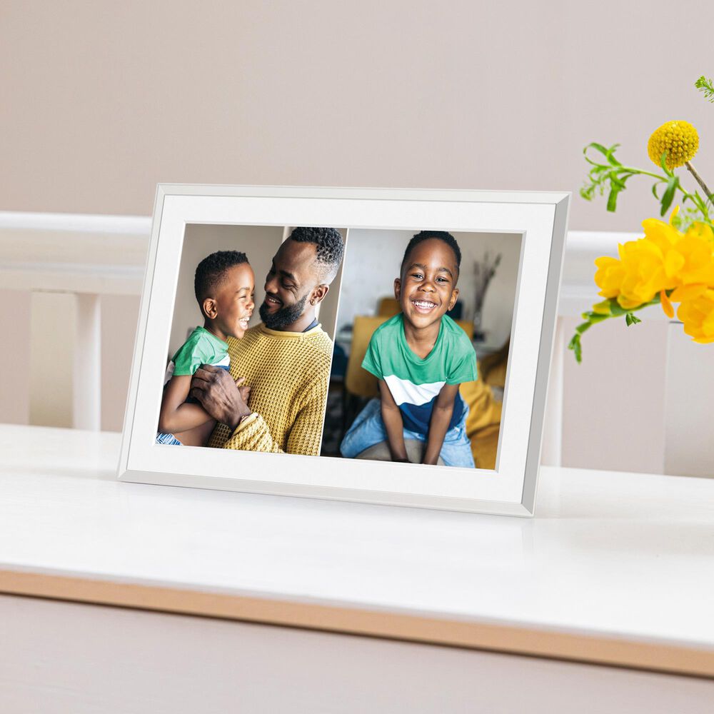 Aura Carver Mat 10" Digital Wi-Fi Photo Frame with Paper Mat in Sandstone, , large