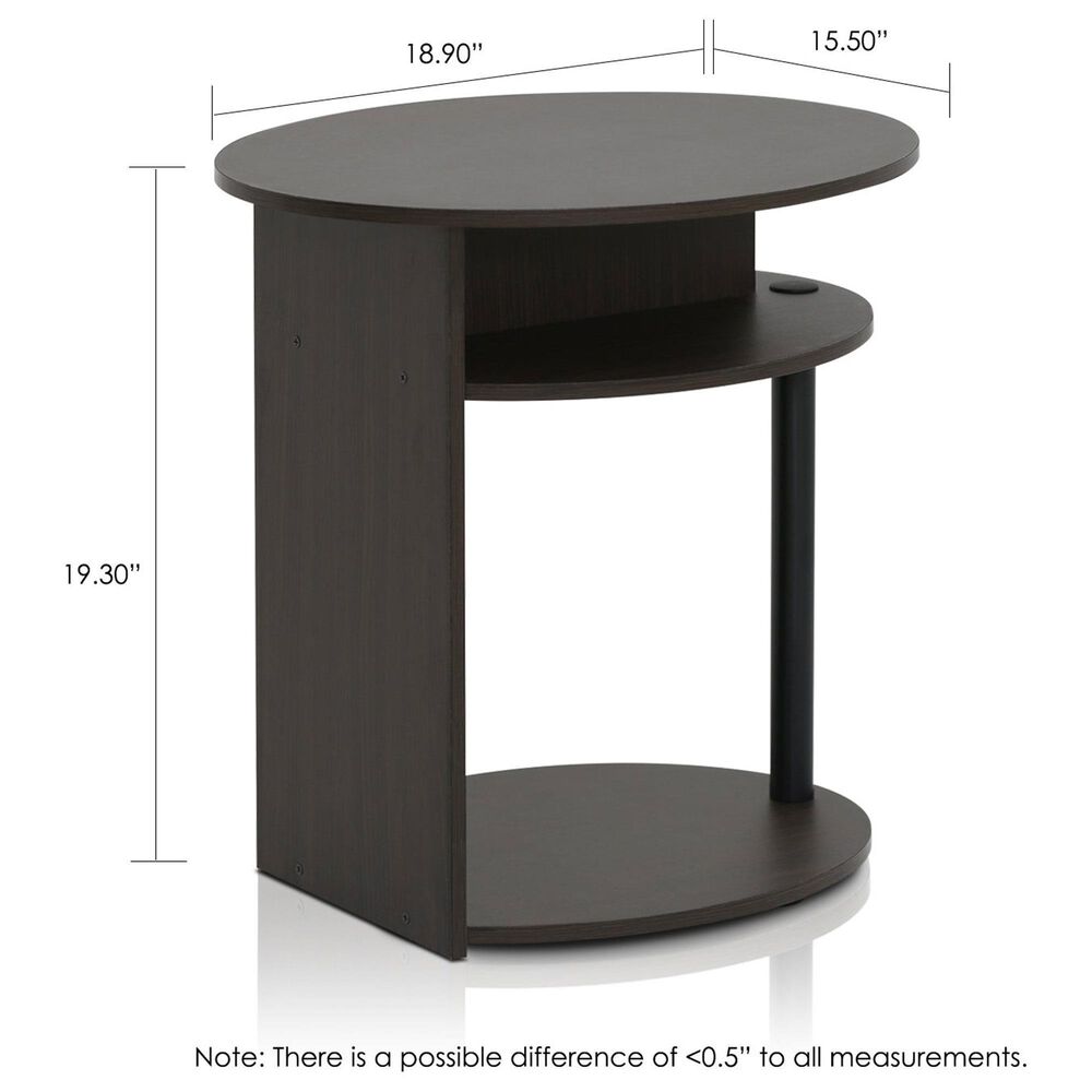 HOMLUX Oval End Table with Bookshelf in Walnut and Black, , large