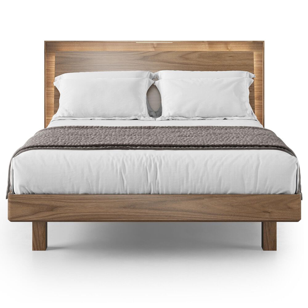 BDI Kava Queen Platform Bed in Natural Walnut with Lighting and USB Ports, , large