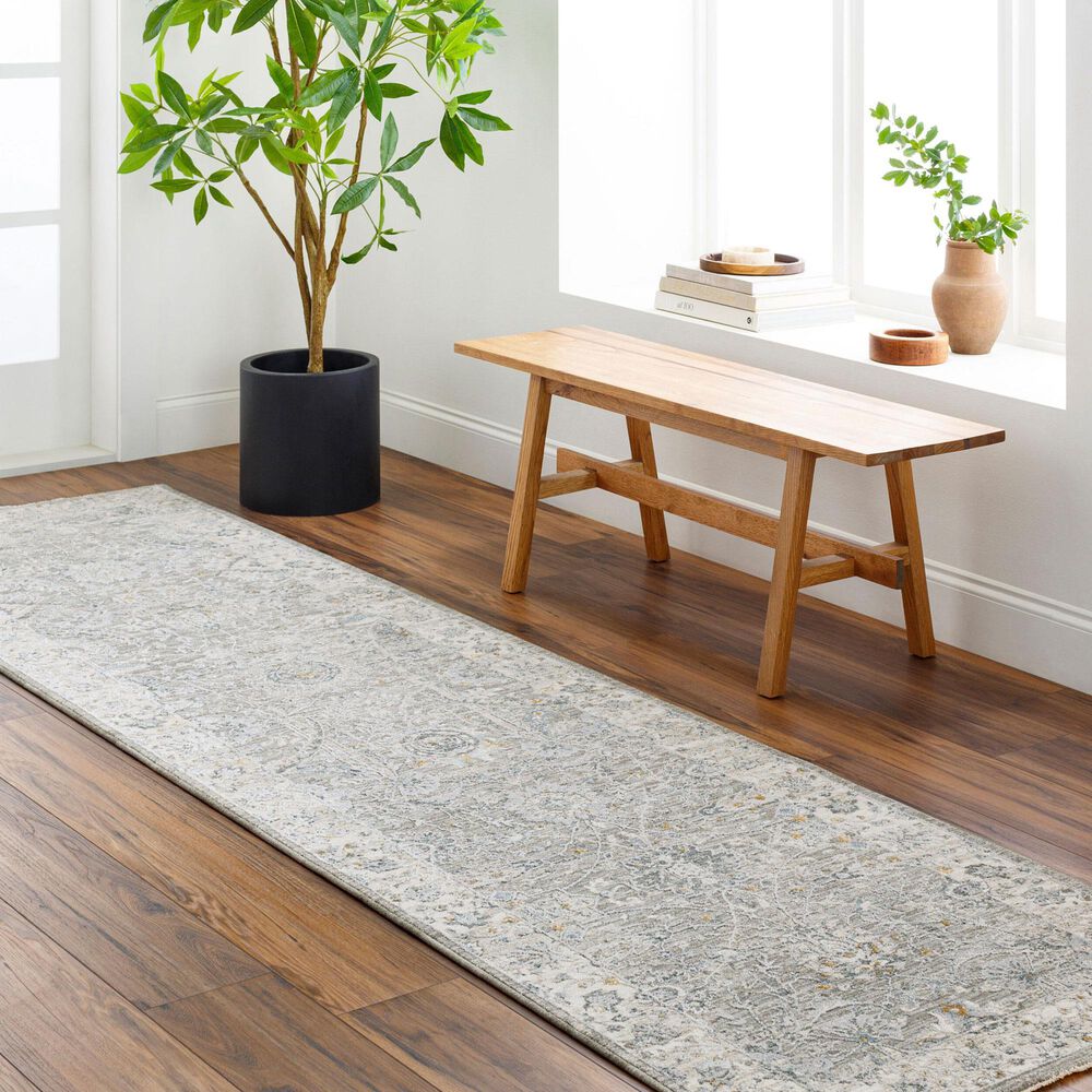Surya Dresden Gray, Medium Gray, White, Light Slate, Denim and Mustard 2&#39;7&quot; x 10&#39; Runner, , large