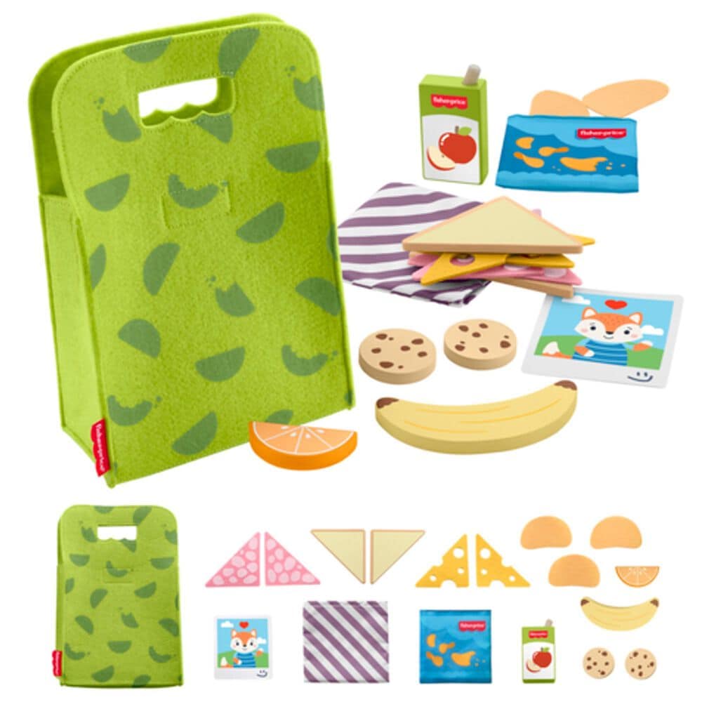 Fisher Price 18-Piece Wooden Pack and Snack Lunch, , large
