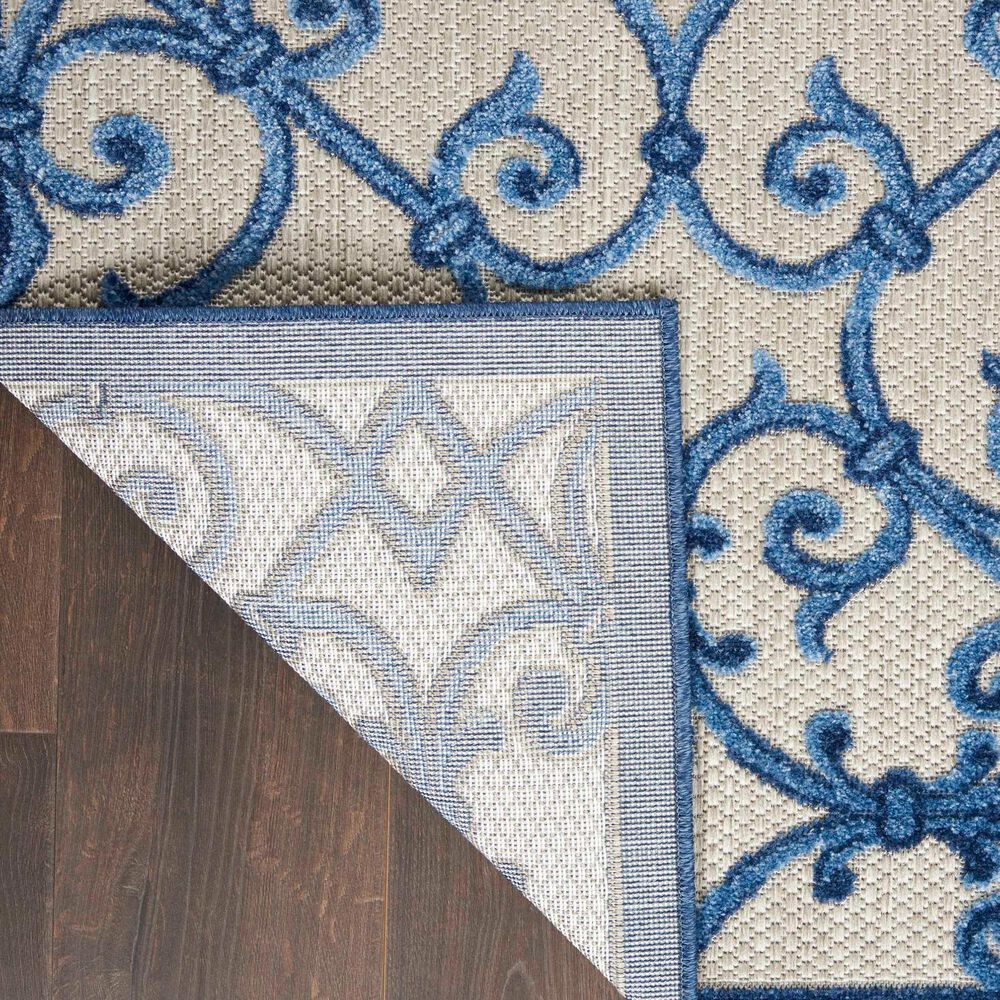 Nourison Aloha Damask 2&#39; x 6&#39; Grey and Blue Indoor/Outdoor Runner, , large