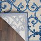 Nourison Aloha Damask 2" x 6" Grey and Blue Indoor/Outdoor Runner, , large