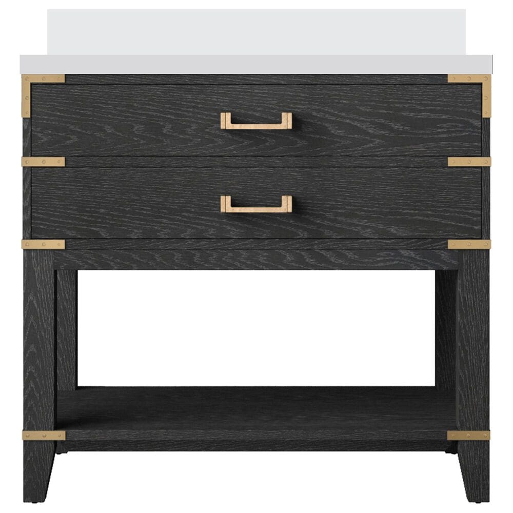 Lexora Home Norwalk 36&quot; Single Bathroom Vanity in Black Oak with White Cultured Marble Top and Rectangular Sink, , large
