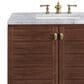 James Martin Vanities Amberly 36" Single Bathroom Vanity in Walnut with 3 cm Carrara White Marble Top and Rectangular Sink, , large